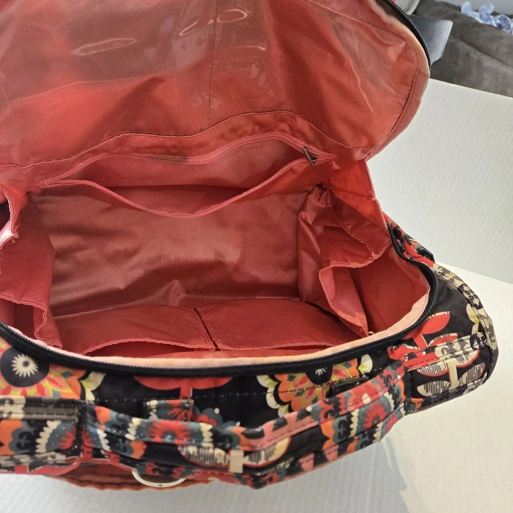 Ju Ju Be Dancing Dahlias floral Diaper Bag or cosmetic/ travel bag.Multi Pockets